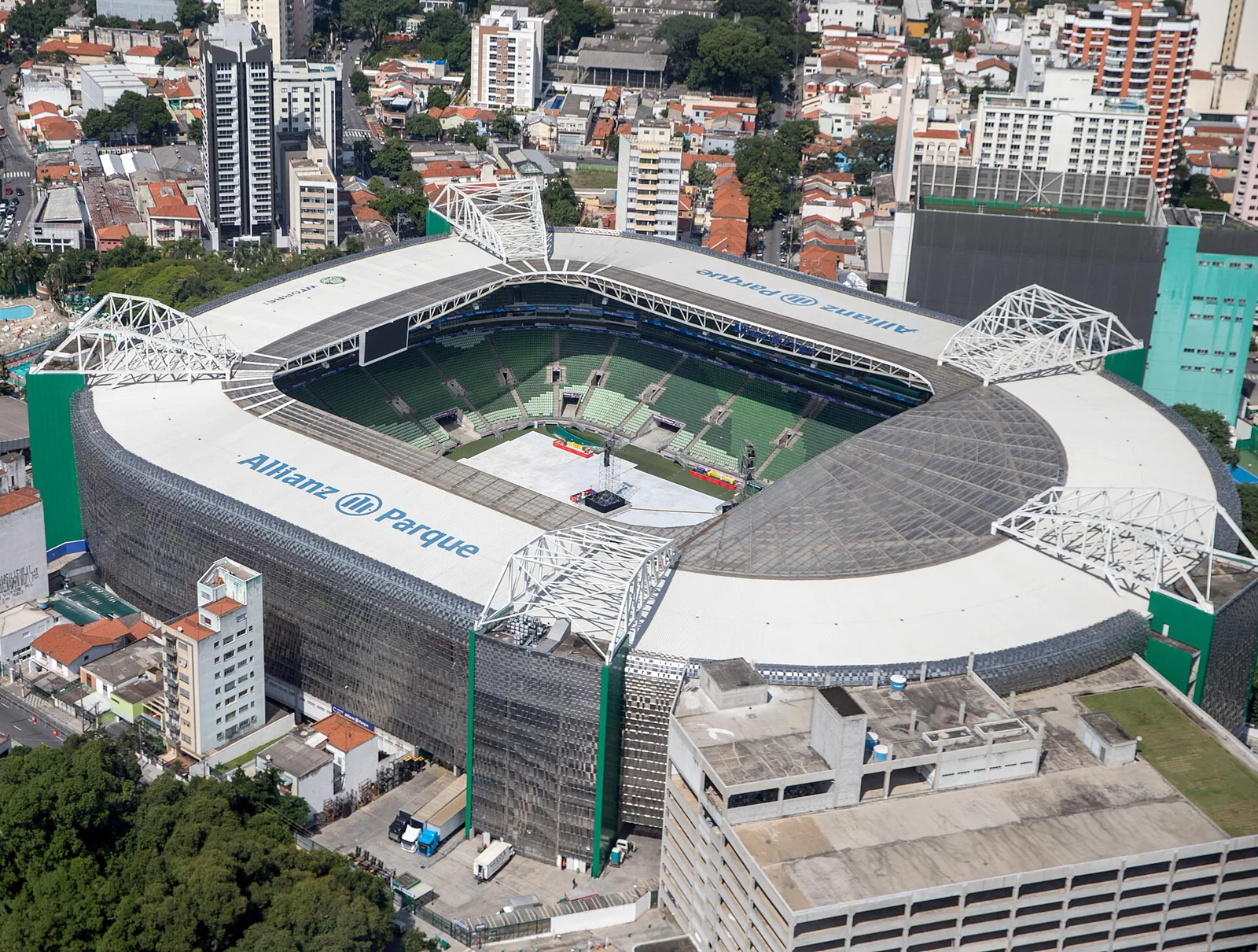 Vista aérea do Allianz Parque, estádio do Palmeiras, em São Paulo, em 2019